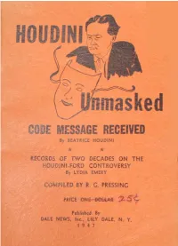 CODE MESSAGE RECEIVED by BEATRICE HOUDINI