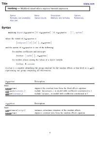 Menbreg — Multilevel Mixed-Effects Negative Binomial Regression