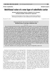Nutritional Value of a New Type of Substitute Caviar