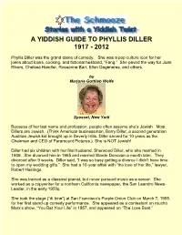 A Yiddish Guide to Phyllis Diller 1917 - 2012