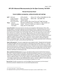 API-120: Advanced Macroeconomics for the Open Economy, Fall 2018