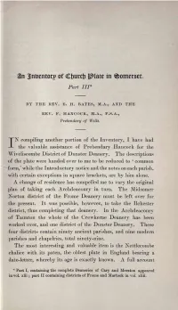 Bates, E H, and Hancock, F, an Inventory of Church Plate In