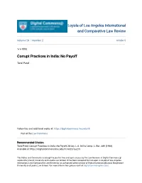 Corrupt Practices in India: No Payoff