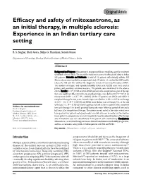 Efficacy and Safety of Mitoxantrone, As an Initial Therapy, in Multiple Sclerosis: Experience in an Indian Tertiary Care Setting