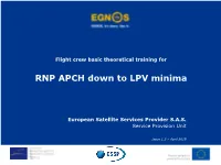 Flight Crew Basic Theoretical Training for RNP APCH Down to LPV Minima