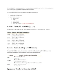 Generic Top-Level Domains (Gtld)