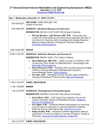 Immune Modulation and Engineering Symposium (IMES) 2020 Agenda.Pdf