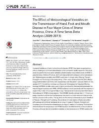 The Effect of Meteorological Variables on the Transmission of Hand, Foot