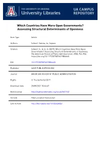 Which Countries Have More Open Governments? Assessing Structural Determinants of Openness