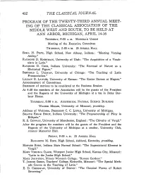 402 the Classical Journal Programofthetwenty