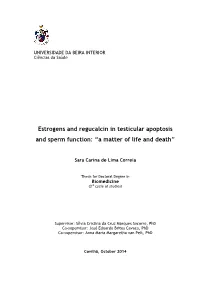 Estrogens and Regucalcin in Testicular Apoptosis and Sperm Function: “A Matter of Life and Death”