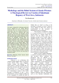 Mythology and the Belief System of Sunda Wiwitan: a Theological Review in Cisolok of Sukabumi Regency of West Java, Indonesia