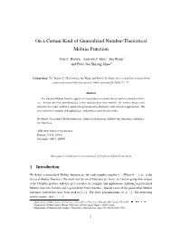 On a Certain Kind of Generalized Number-Theoretical Möbius Function