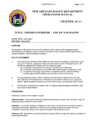 Opioid Overdose – Use of Naloxone
