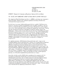 Request for Comments on Regulatory Options for Pea Leaf Miner