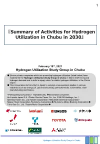 『Summary of Activities for Hydrogen Utilization in Chubu in 2030』