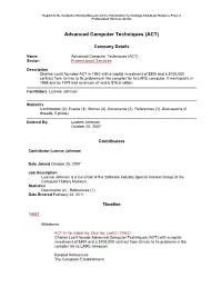 Advanced Computer Techniques (ACT)