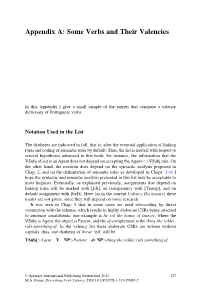 Appendix A: Some Verbs and Their Valencies