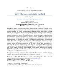 Early Phenomenology in Context
