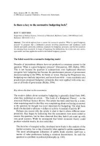Is There a Key to the Normative Budgeting Lock?
