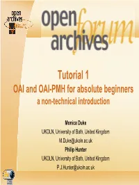 OAI-PMH for Absolute Beginners a Non-Technical Introduction