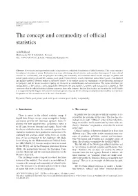 The Concept and Commodity of Official Statistics