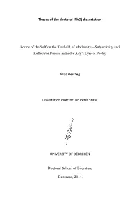Theses of the Doctoral (Phd) Dissertation Forms of the Self on The