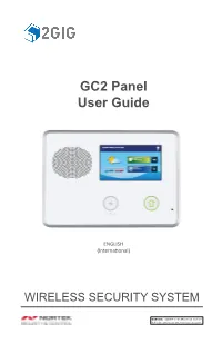 2GIG GC2 Panel User Guide