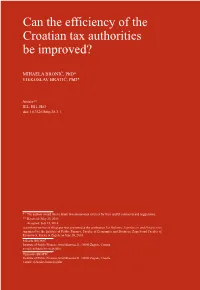 Can the Efficiency of the Croatian Tax Authorities Be Improved?