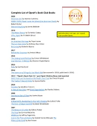 Complete List of Oprah's Book Club Books