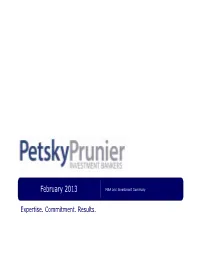 February 2013 M&A and Investment Summary