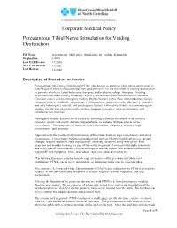 Percutaneous Tibial Nerve Stimulation for Voiding Dysfunction