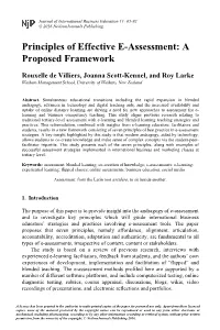 Principles of Effective E-Assessment: a Proposed Framework
