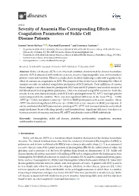Severity of Anaemia Has Corresponding Effects on Coagulation Parameters of Sickle Cell Disease Patients