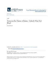 Terror in the Name of Islam - Unholy War, Not Jihad Parvez Ahmed