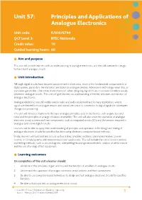 Unit 57: Principles and Applications of Analogue Electronics