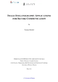 Image Steganography Applications for Secure Communication
