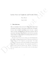 Lecture Notes on Complexity and Periodic Orbits