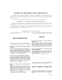 Marks Published for Opposition