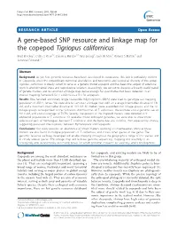 A Gene-Based SNP Resource and Linkage Map for the Copepod