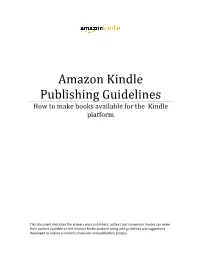 Amazon Kindle Publishing Guidelines