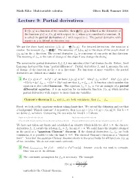 Lecture 9: Partial Derivatives