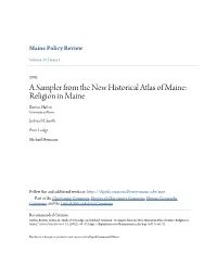 Religion in Maine Burton Hatlen University of Maine