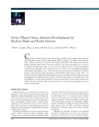 Active Phased Array Antenna Development for Modern Shipboard Radar Systems