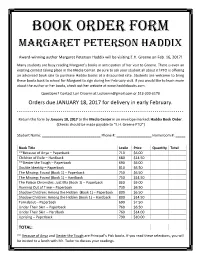 Haddix Book Order Form