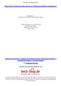 Molecular Electronic Structures of Transition Metal Complexes I