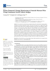 Spatio-Temporal Change Monitoring of Outside Manure Piles Using Unmanned Aerial Vehicle Images