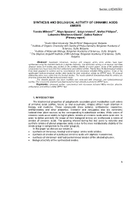 Synthesis and Biological Activity of Cinnamic Acids Amides