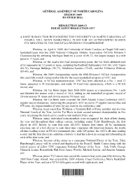 General Assembly of North Carolina Session 2009 Ratified Bill Resolution 2009-31 House Joint Resolution 1517 a Joint Resolution