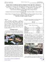 Injection Complex Development for the NICA-Project at JINR